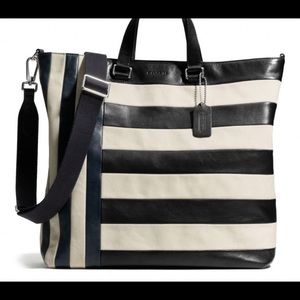 Coach Day Tote Striped Leather Weekend Travel